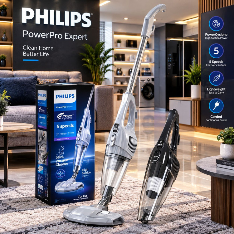 جاروبرقی عصایی فیلیپس PowerPro Expert | موتور قدرتمند | ۵ سرعته | فیلتراسیون دوگانه